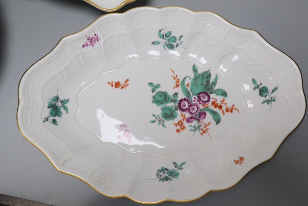 A quantity of 19th / 20th century Meissen flower painted plates or dishes